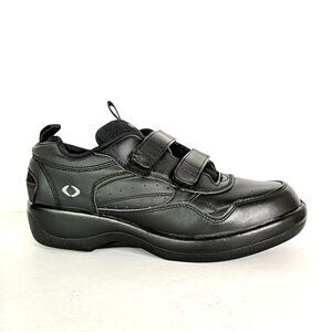 Apex Biomechanical Orthopedic Diabetic Leather Sneaker Shoe Black Women 11 XWide